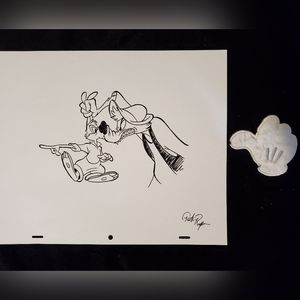 Disneyland WDW Splash Mountain Br'er Rabbit Fox ink drawing sketch Disney art